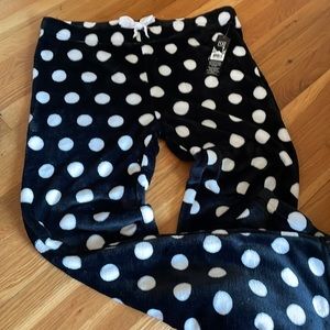 Black and white fleece pants